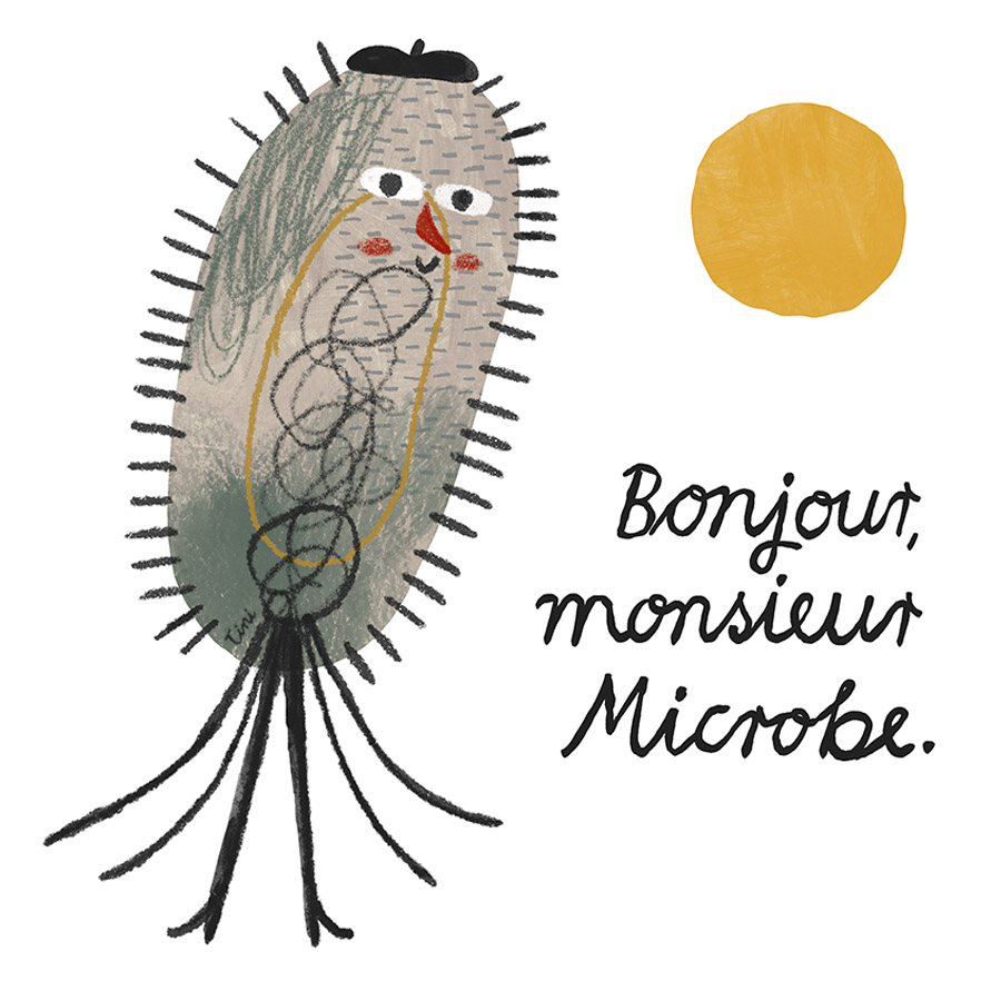 microbe, sun, lettering