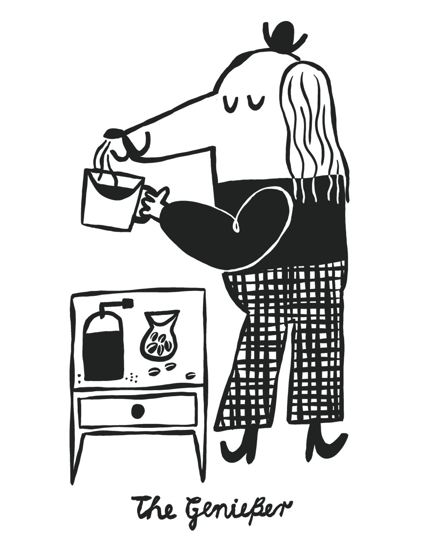 Dog smelling coffee