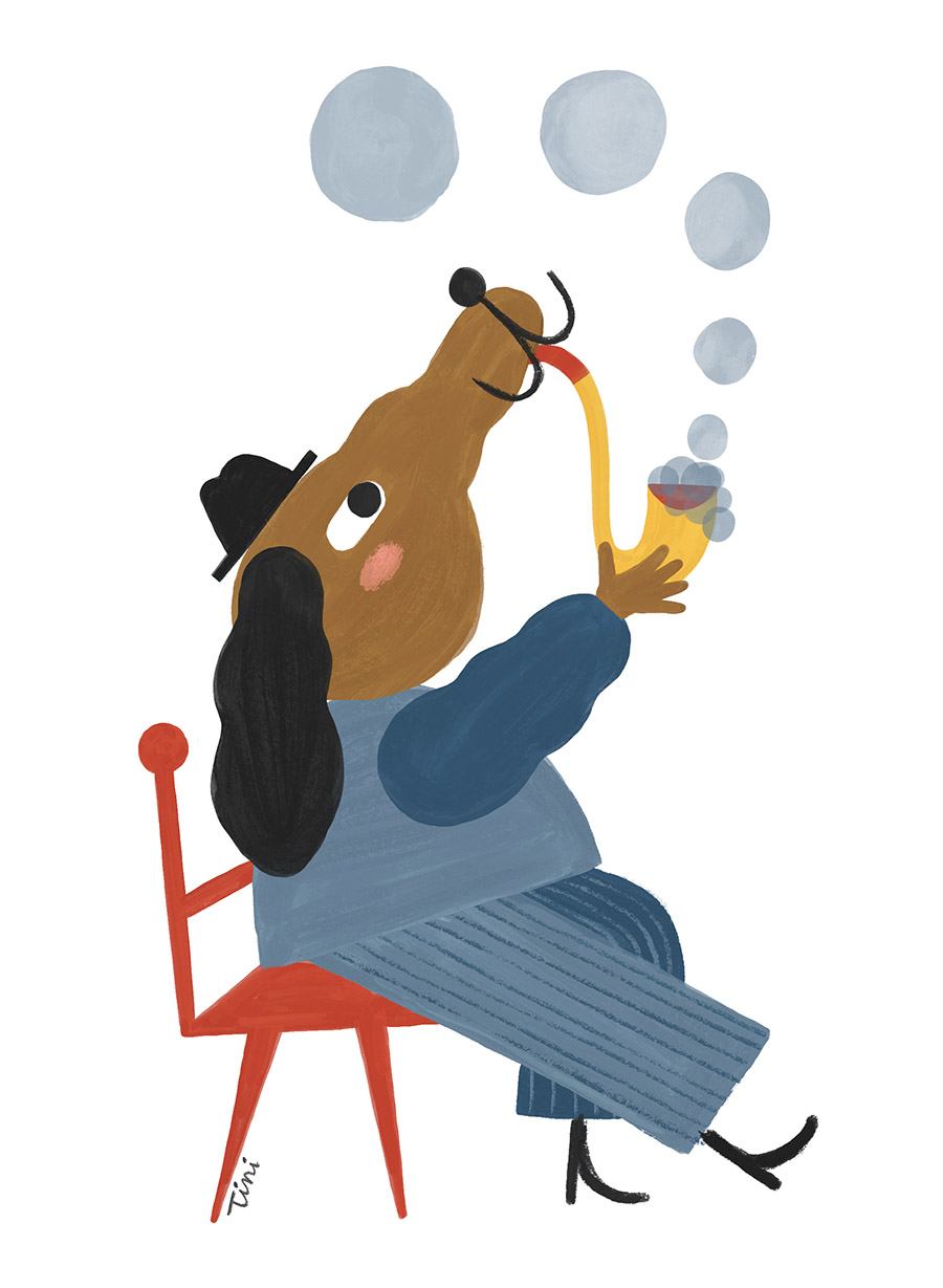 Dog with soap bubble pipe