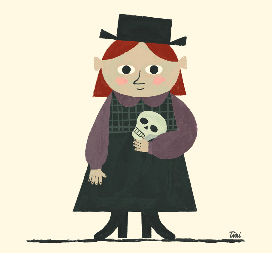 Little goth with skull