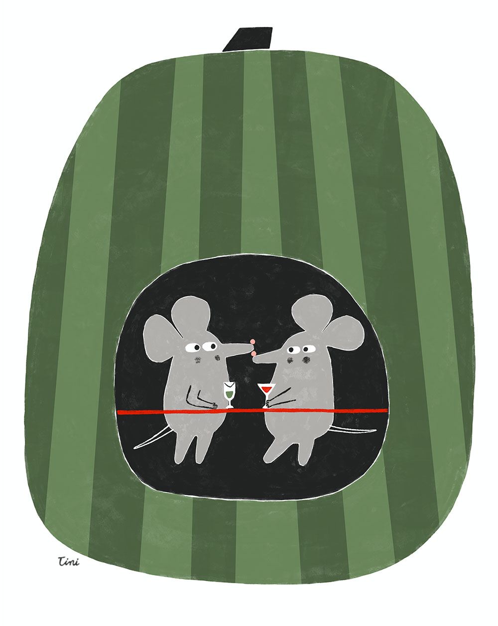 Mice inside a melon having a chat