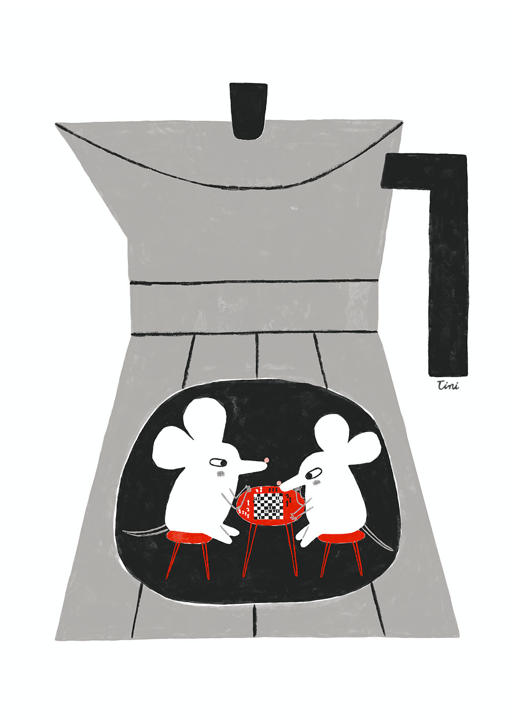 Mice inside an espresso can playing chess