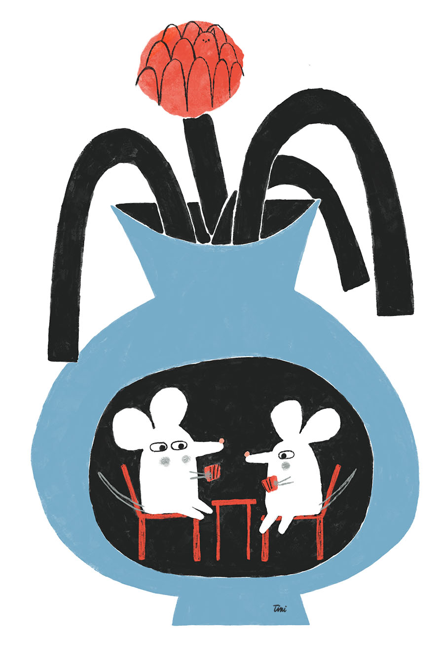 mice in vase