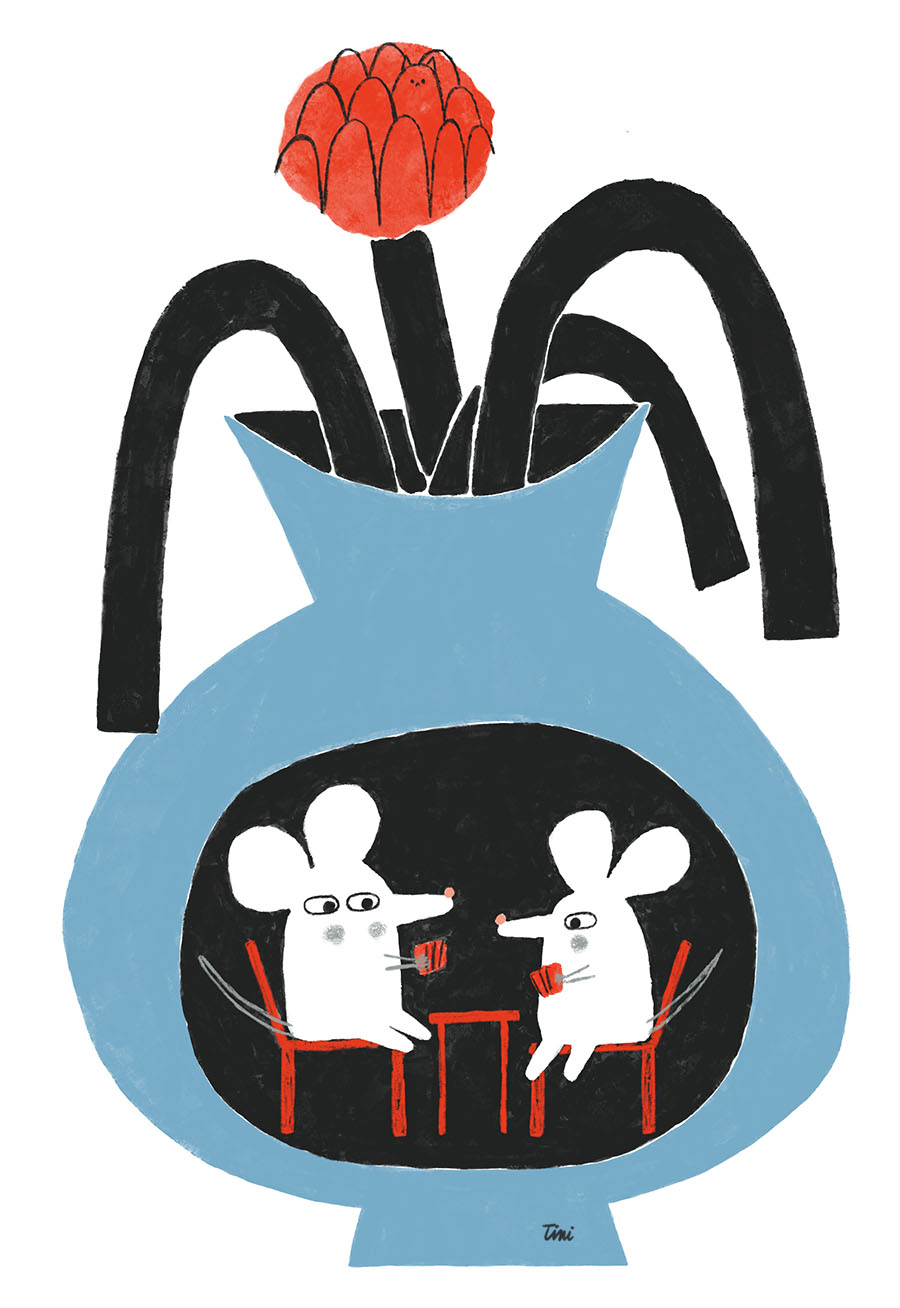 mice in vase