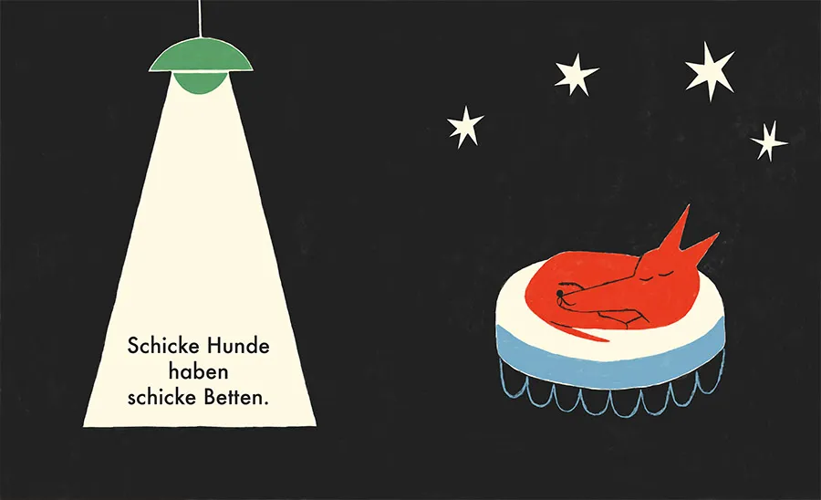 Inside spread from Schicke Hunde (Fancy Dogs) — picture book illustrated by Tini Malina