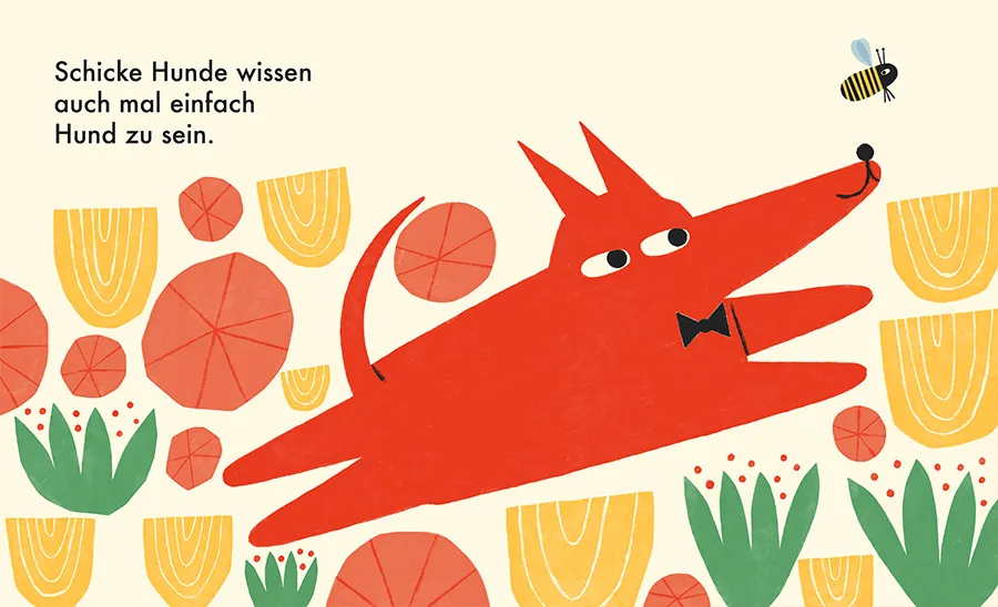 Inside spread from Schicke Hunde (Fancy Dogs) — picture book illustrated by Tini Malina