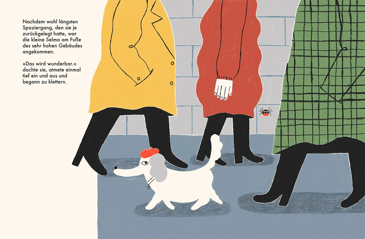 Inside spread from Selma, du machst das falsch — picture book illustrated by Tini Malina